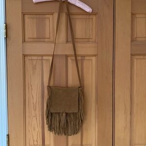Suede fringed purse